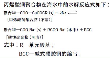 丙烯酸銅聚合物在海水中的水解反應式